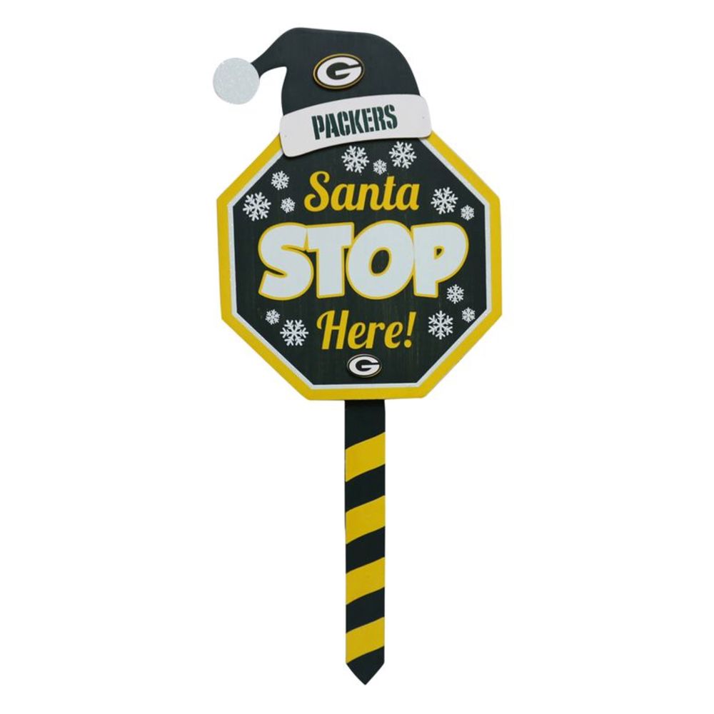 Green Bay Packers Santa Stop Here! 25" Lawn Sign